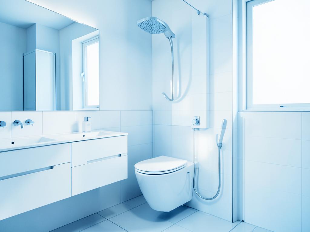 WC suspendu blanc moderne dans une salle de bain propre et lumineuse